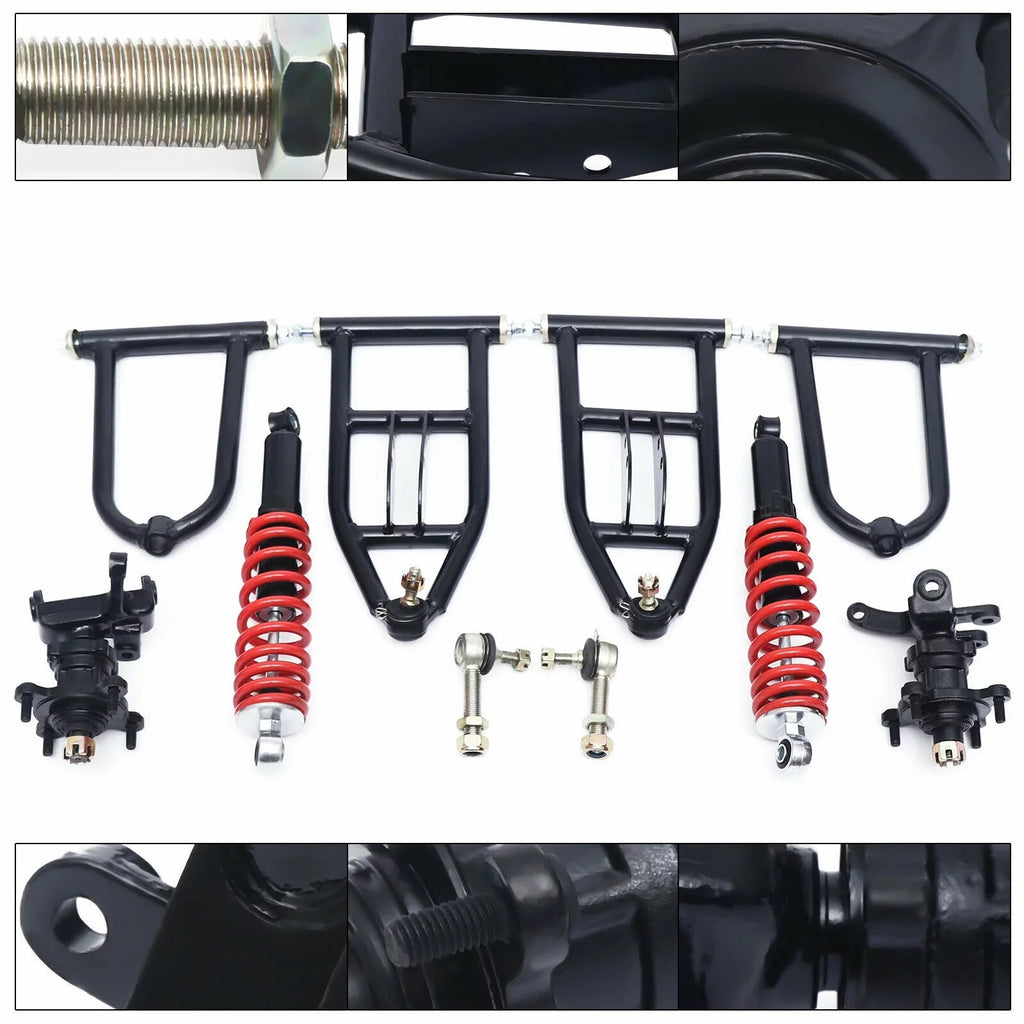 Front Suspension Arm Assembly Kit Upper/Lower Swingarm For Quad Bike ATV/Go Kart Suspension Swing Arm Steering Knuckle Spindle Upper/Lower For Buggy ATV Go Kart Upper&Lower A-Arm Swingarm