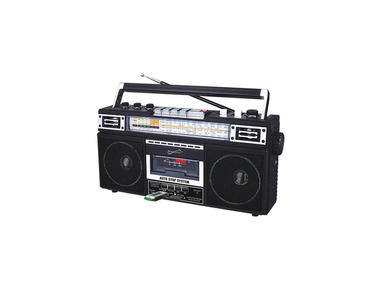 Supersonic Portable AM/FM Radio, Black, SC-3201BT-BK