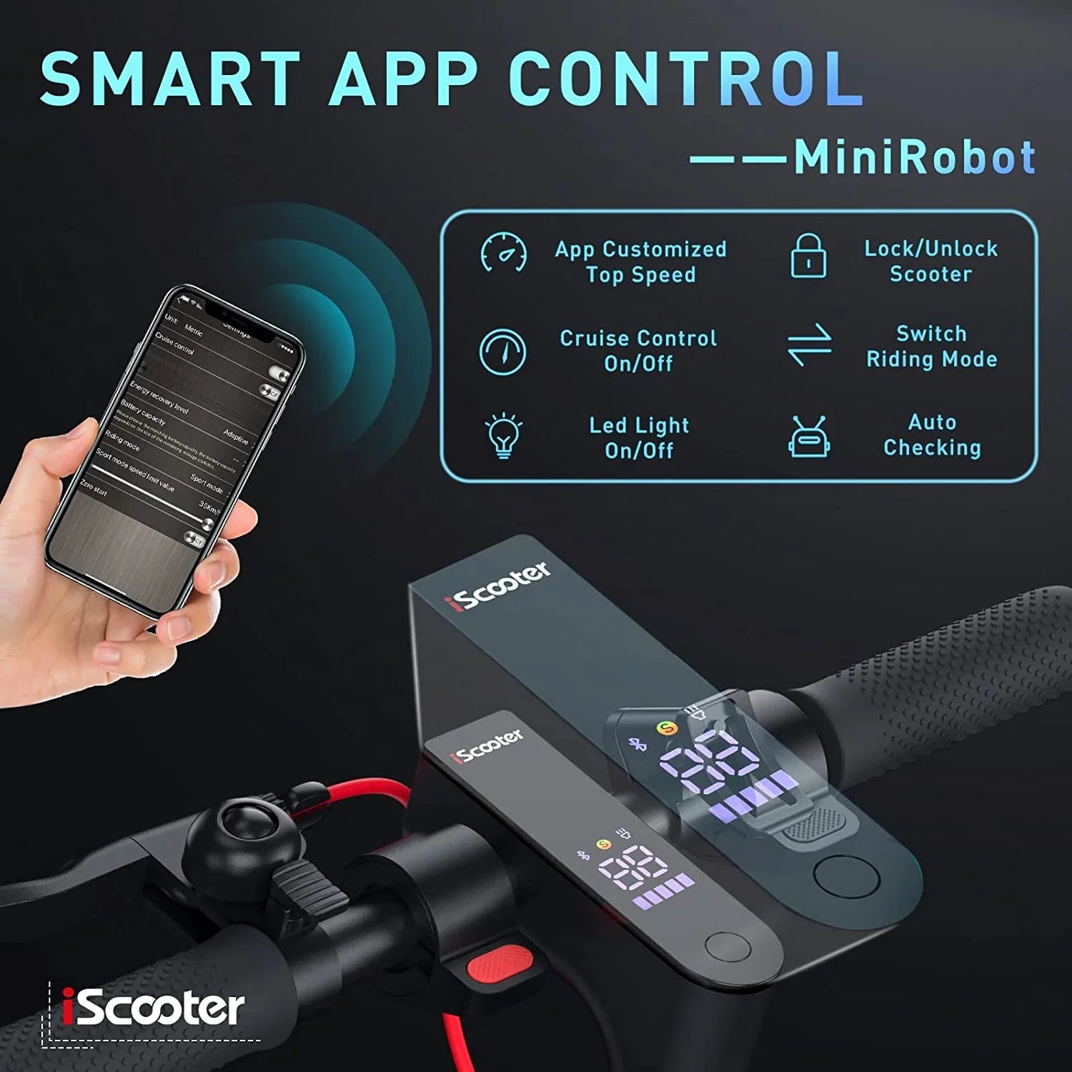 iScooter Max Electric Scooter, 500 W Motor Max Speed 30 km, 18-25 Miles Long-Range Battery Adults,10 In Solid Tires, Foldable and Portable Commuting with Double Braking System