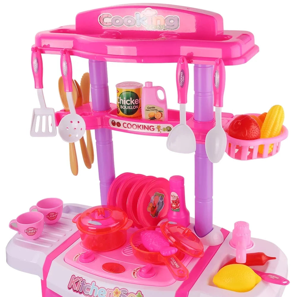 Little Chef's Pretend Kitchen Cooking Play Set with Food, Cups, Utensils, Pots and Pans