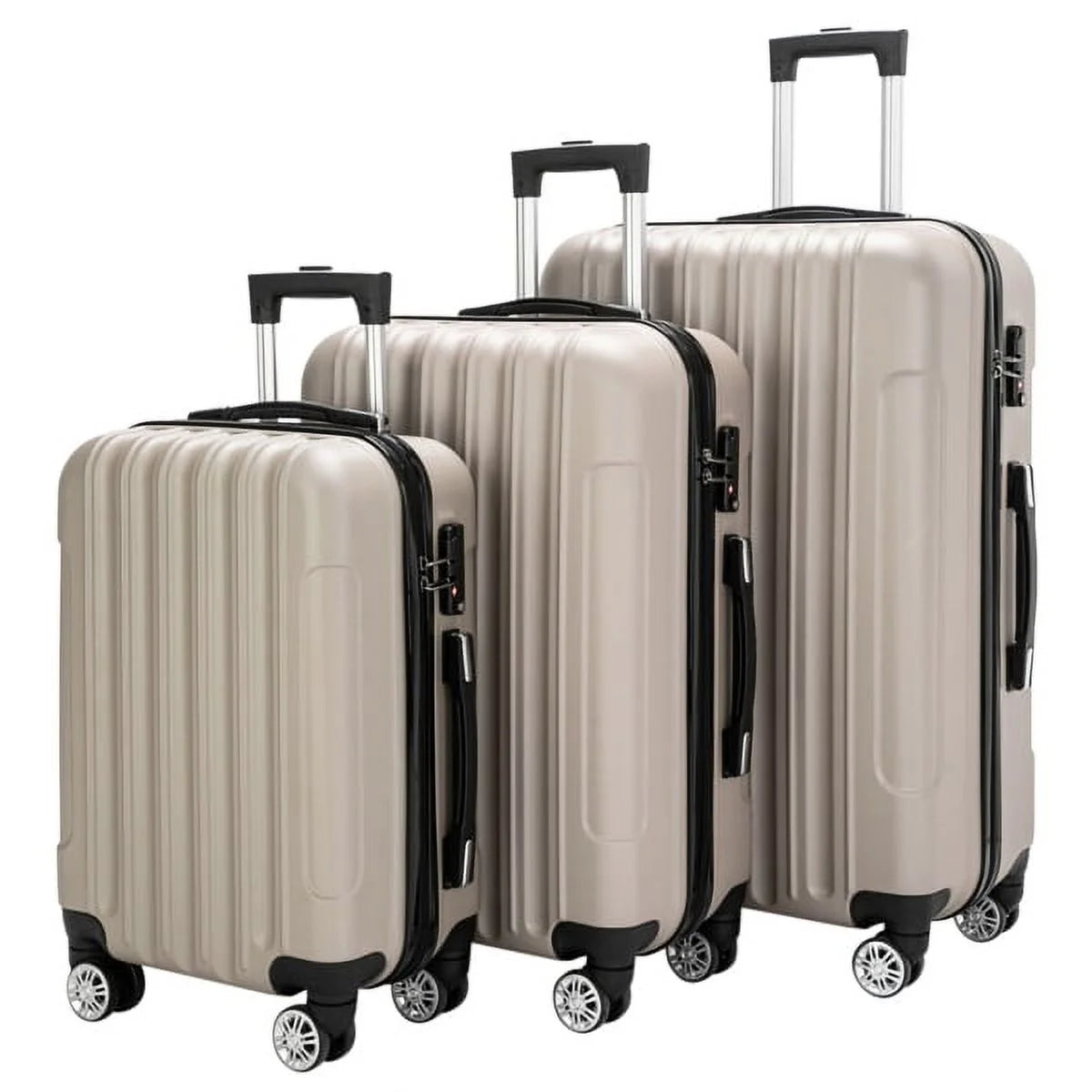 Capri 3 Piece Luggage Set with Spinner Wheels(20/24/28), Champagne