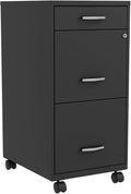 HYHBIBOOM LYS SOHO Box/File/File 3-Drawer Mobile File Cabinet Black 14.3" x 18" x 29.5"