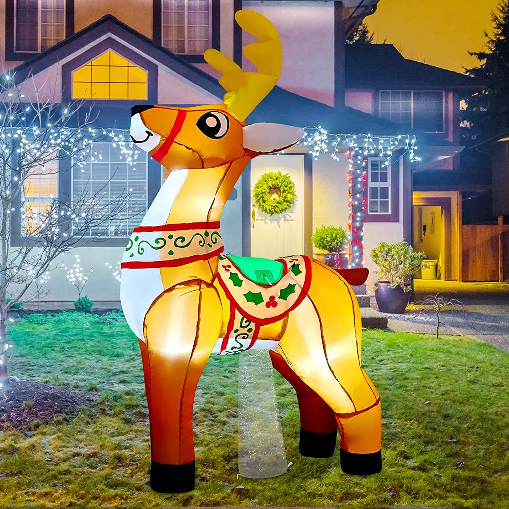 GOOSH Christmas Inflatables 5.7 FT Reindeer Christmas Inflatable, Reindeer Inflatables Outdoor Decorations Reindeer Blow Up with LED Lights, Christmas Inflatable Decorations Clearance Xmas/Holiday