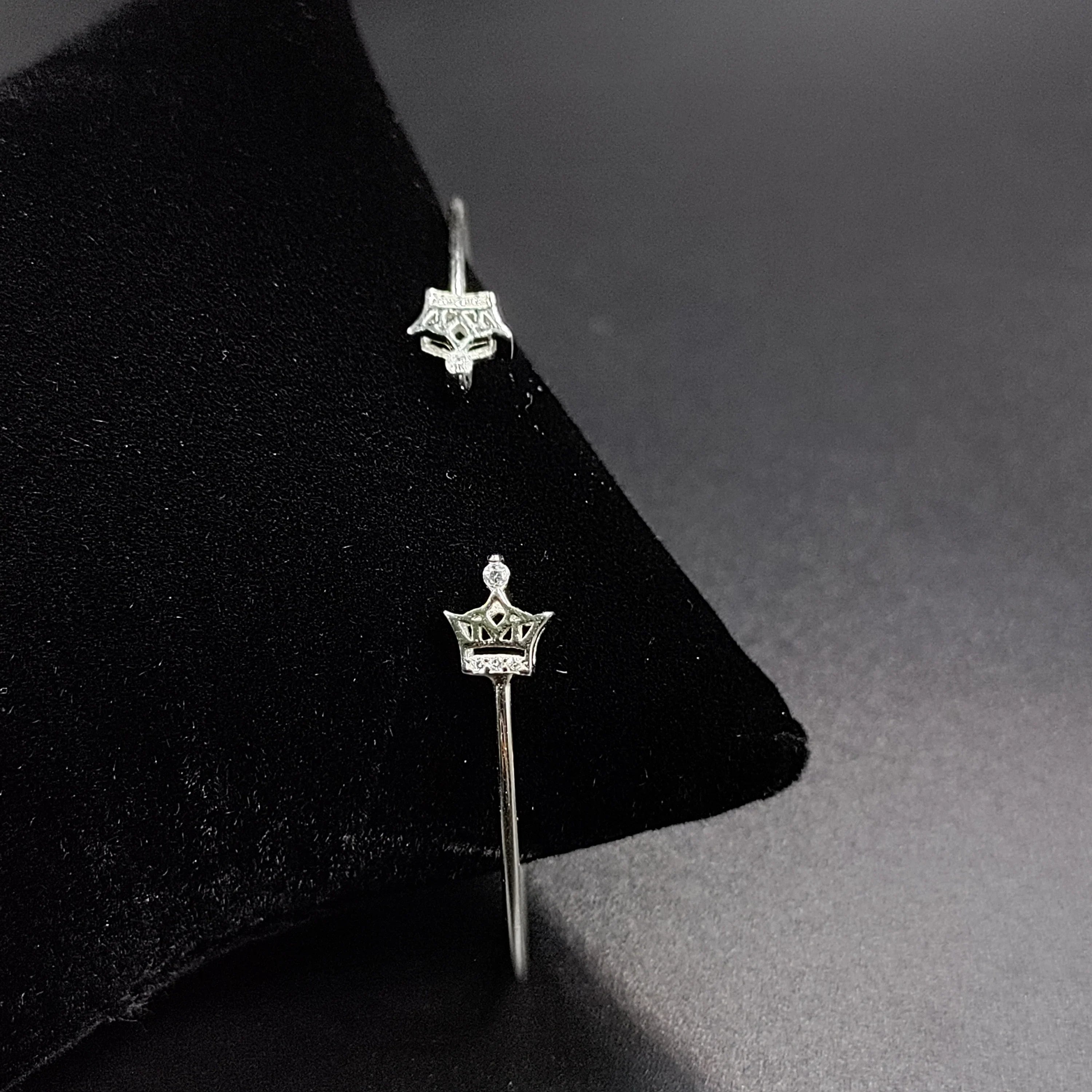 Crown Bracelet With Open Ends Solid Silver CZ cuff style jewelry Handmade Kada Adjustable Bracelet Best Gift idea Girls