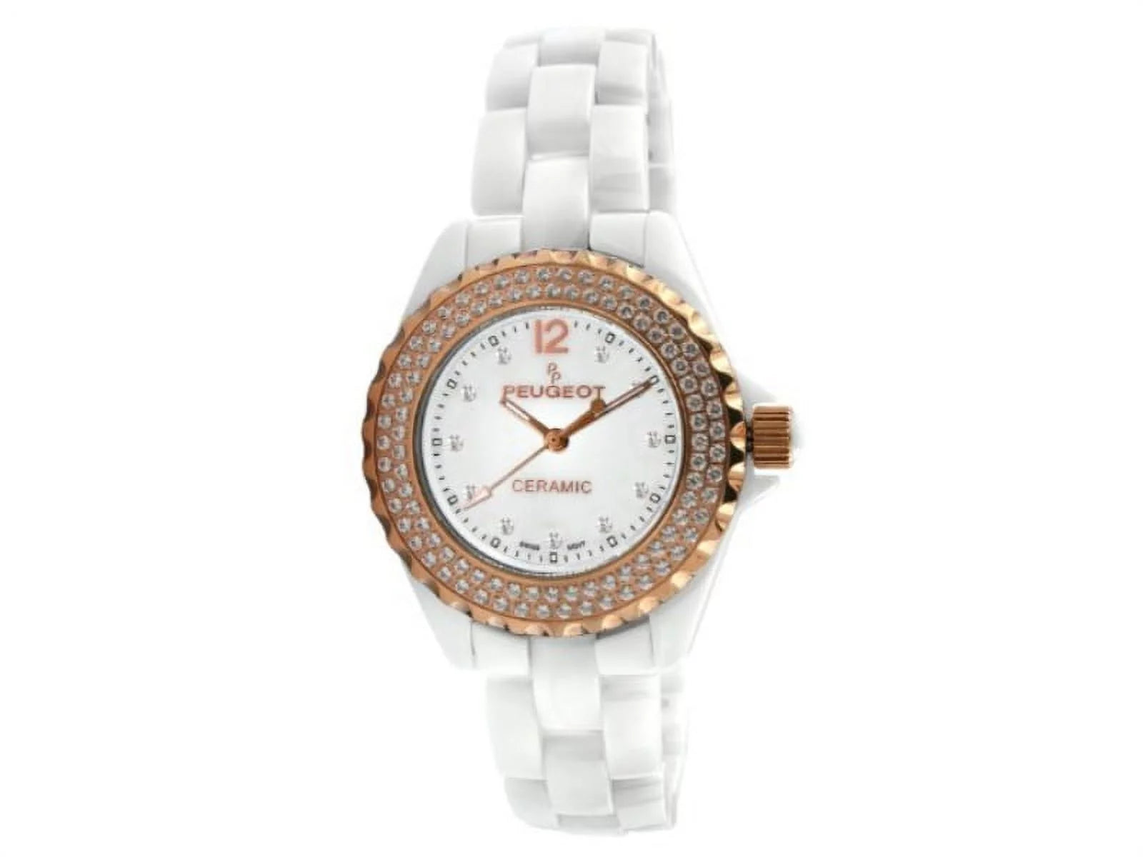 Women's PS4892WR Swiss Ceramic Swarovski Crystal White Dial Watch