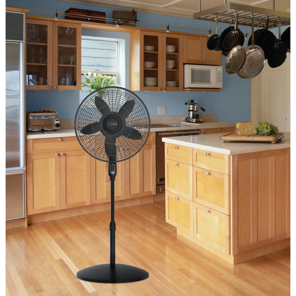Lasko Cyclone Max 18" 4-Speed Large Room Pedestal Fan with Remote, 53" H, Black, S18605, New