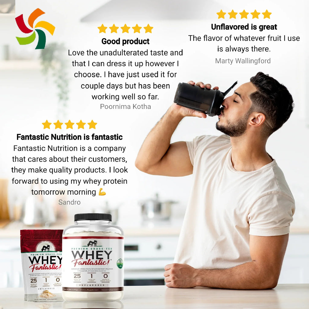 Whey Fantastic 5LB Grass Fed Whey Protein – Unflavored, Optimum Blend of 3 Whey Proteins - 75 Servings