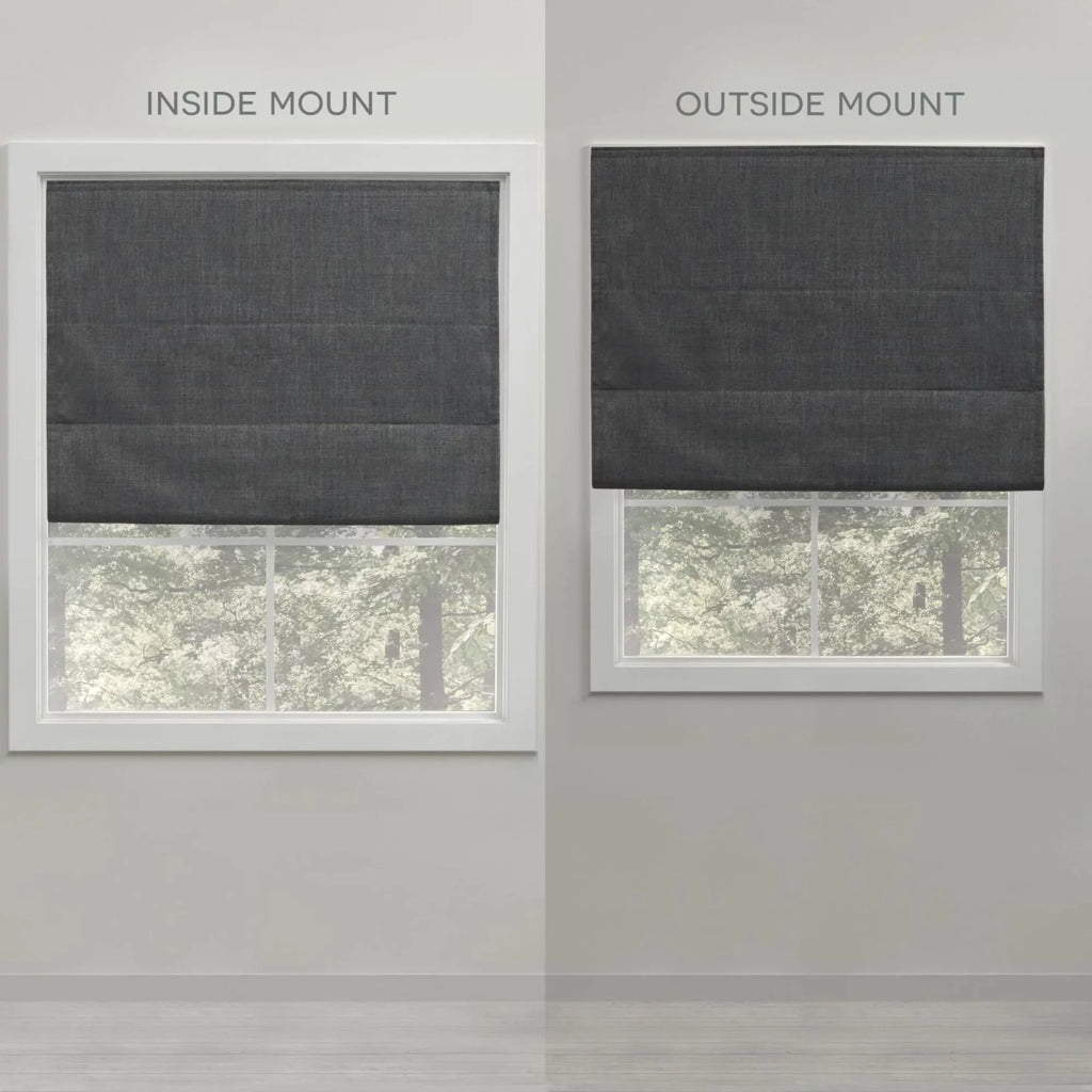 Exclusive Home Bolan Botanical Total Blackout Roman Shade, 31"x 64", Dark Grey