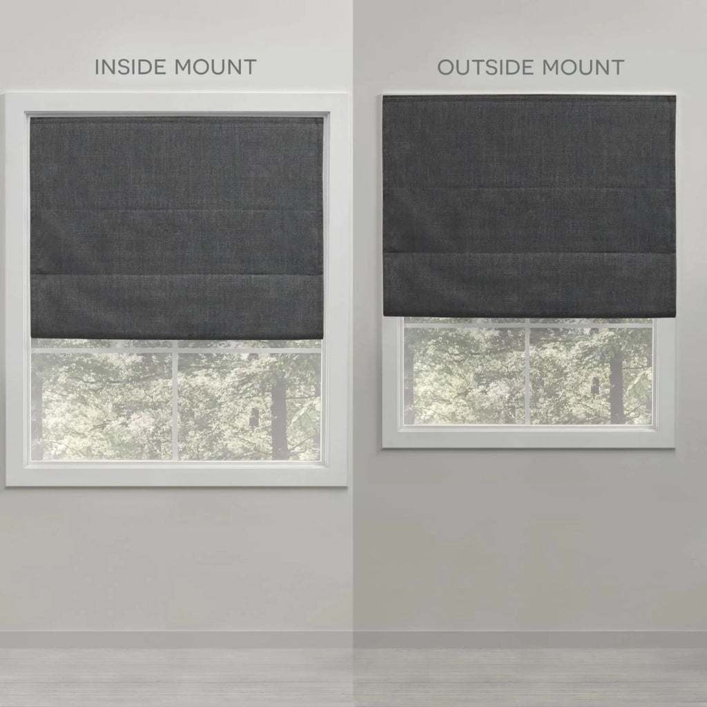 Exclusive Home Esme Total Blackout Roman Shade, 34"x64", Slate Blue