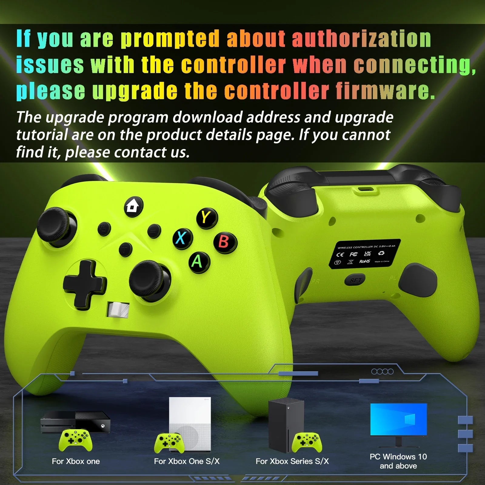 2 Pack Wireless Xbox Controller Xbox One, Xbox One X/S, Xbox Series X/S, Windows PC 10/11 Gamepad with Audio Jack & Volume Button/Turbo/Macro/Motion Control & Rechargeable Battery - Green+Red