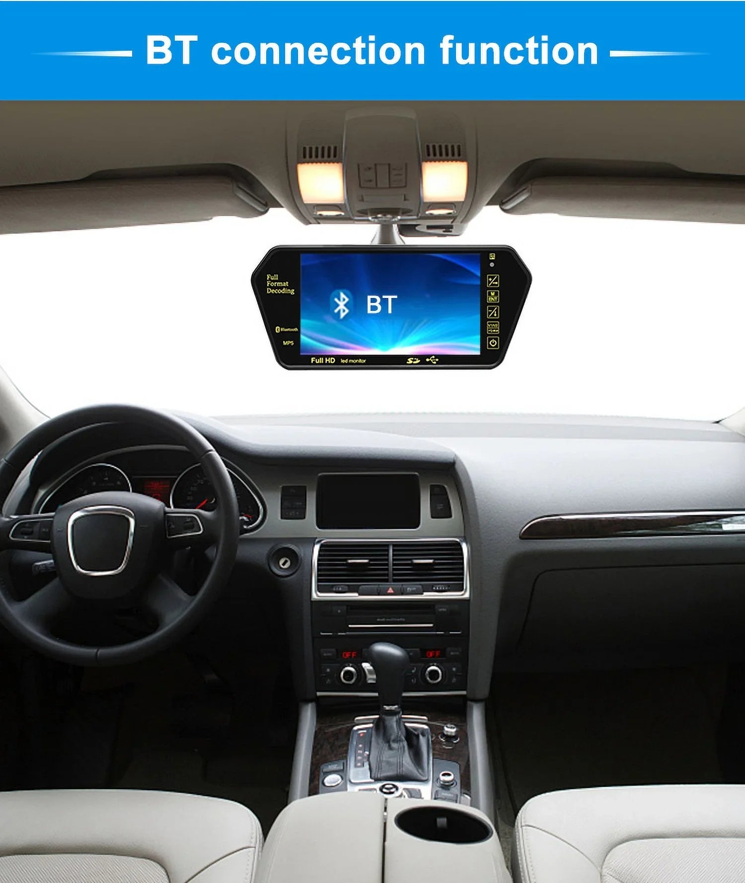 7 Inch TFT LCD Display 800*480 Parking System Rear View Camera MP5 USB/SD/FM Car Mirror Monitor Transimitter Night Vision 12-24V