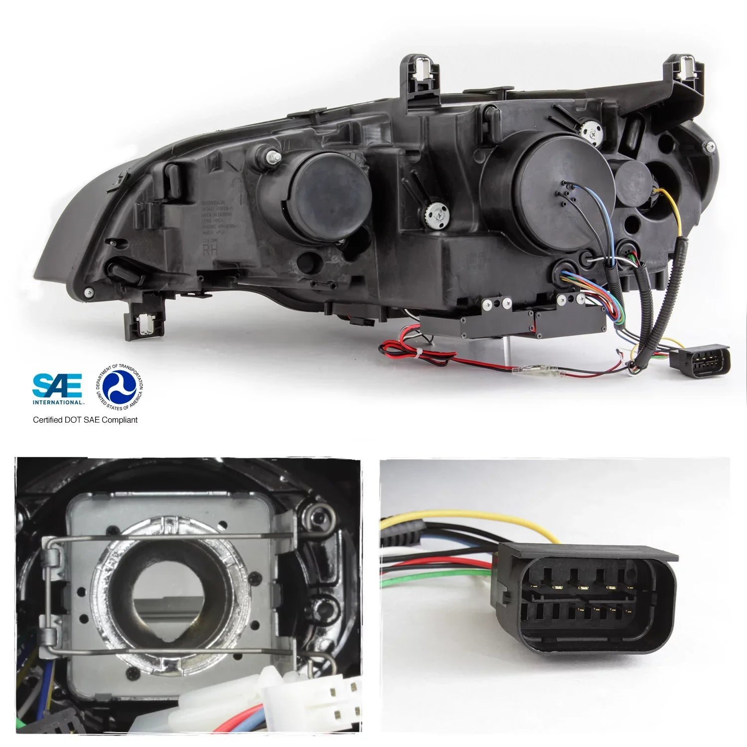 AKKON - For 2007-2010 BMW E70 X5 HID [w/ AFS Model] LED Halo DRL Projector Black Headlights Driver Left+Passenger Right Pair