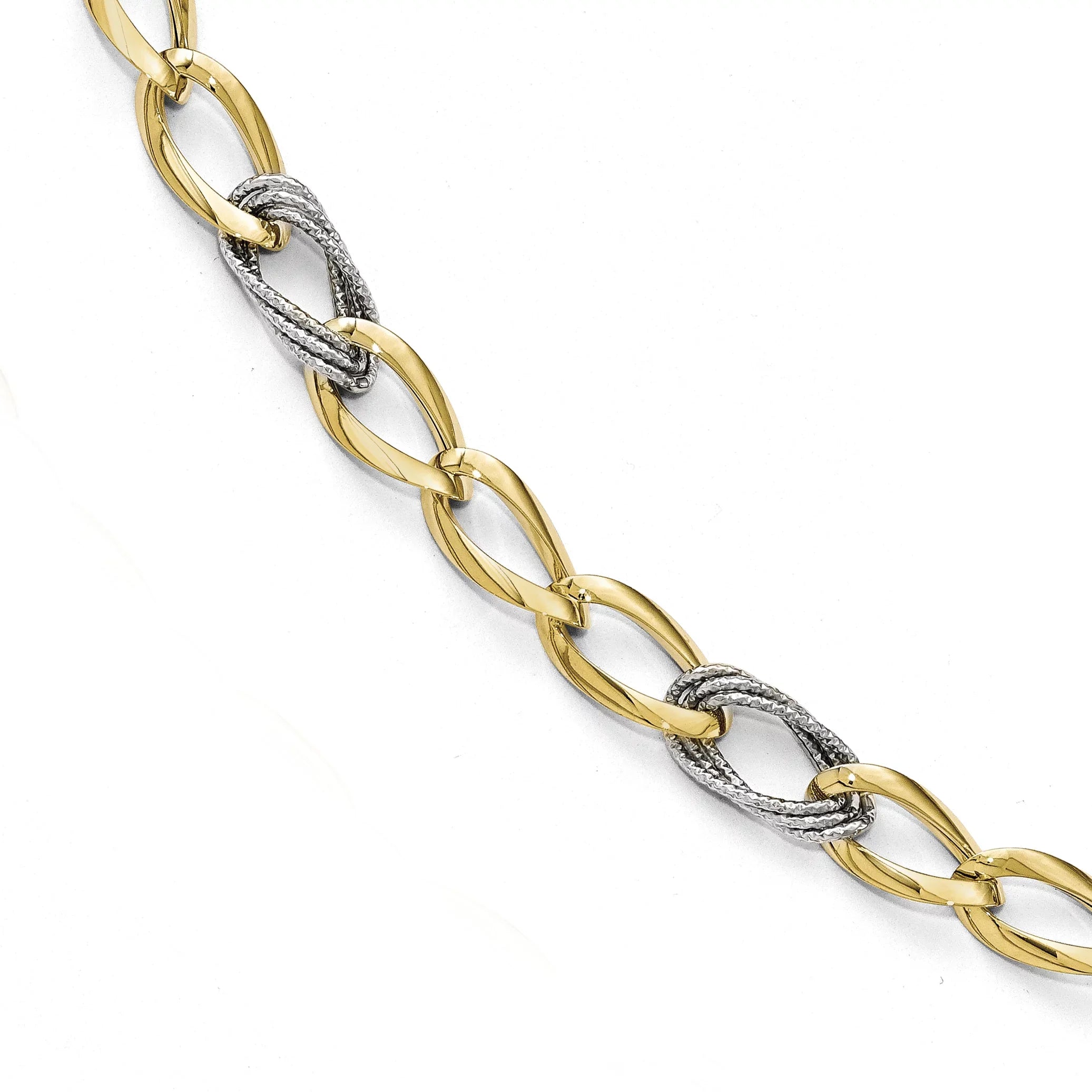 14k Gold Two-Tone Polished D/C Fancy Link Bracelet