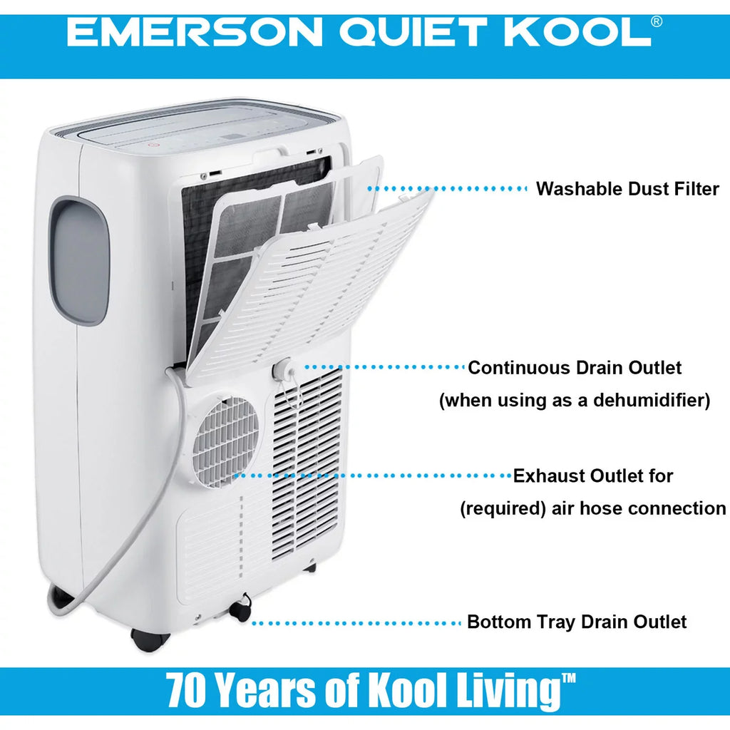 Emerson Quiet Kool SMART Portable Air Conditioner with Remote, Wi-Fi, and Voice Control Rooms up to 300-Sq. Ft.