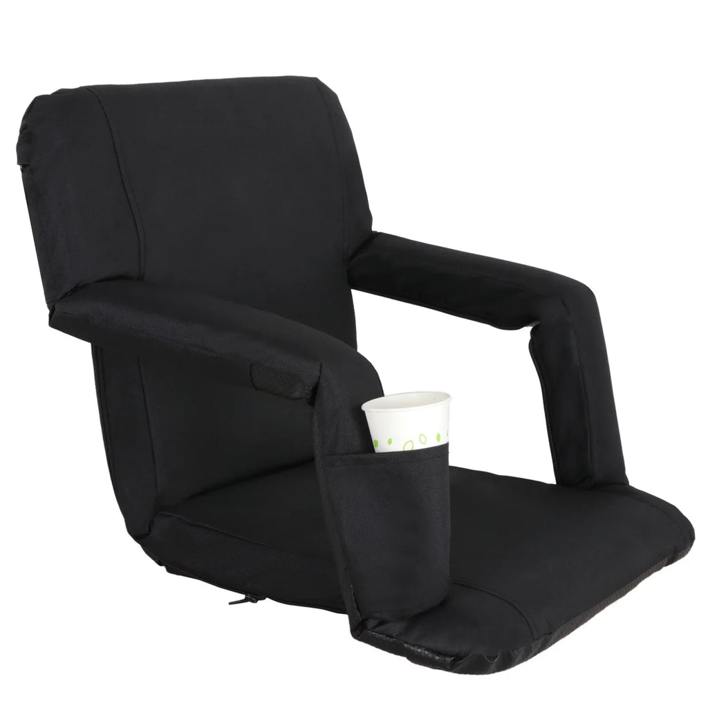 HomGarden Portable Stadium Seat Chair Bleachers, 6 Reclining Folding Seat Waterproof, Black