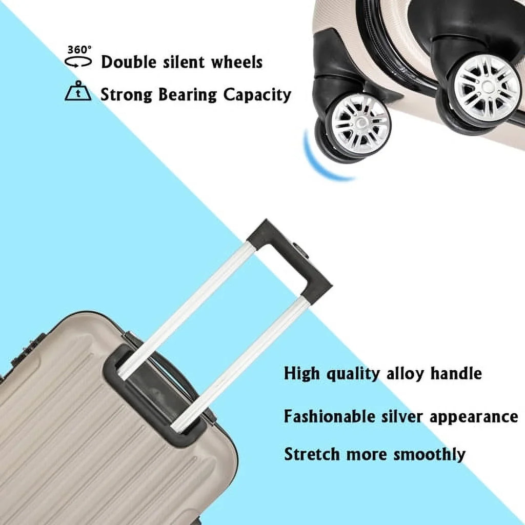 Capri 3 Piece Luggage Set with Spinner Wheels(20/24/28), Champagne