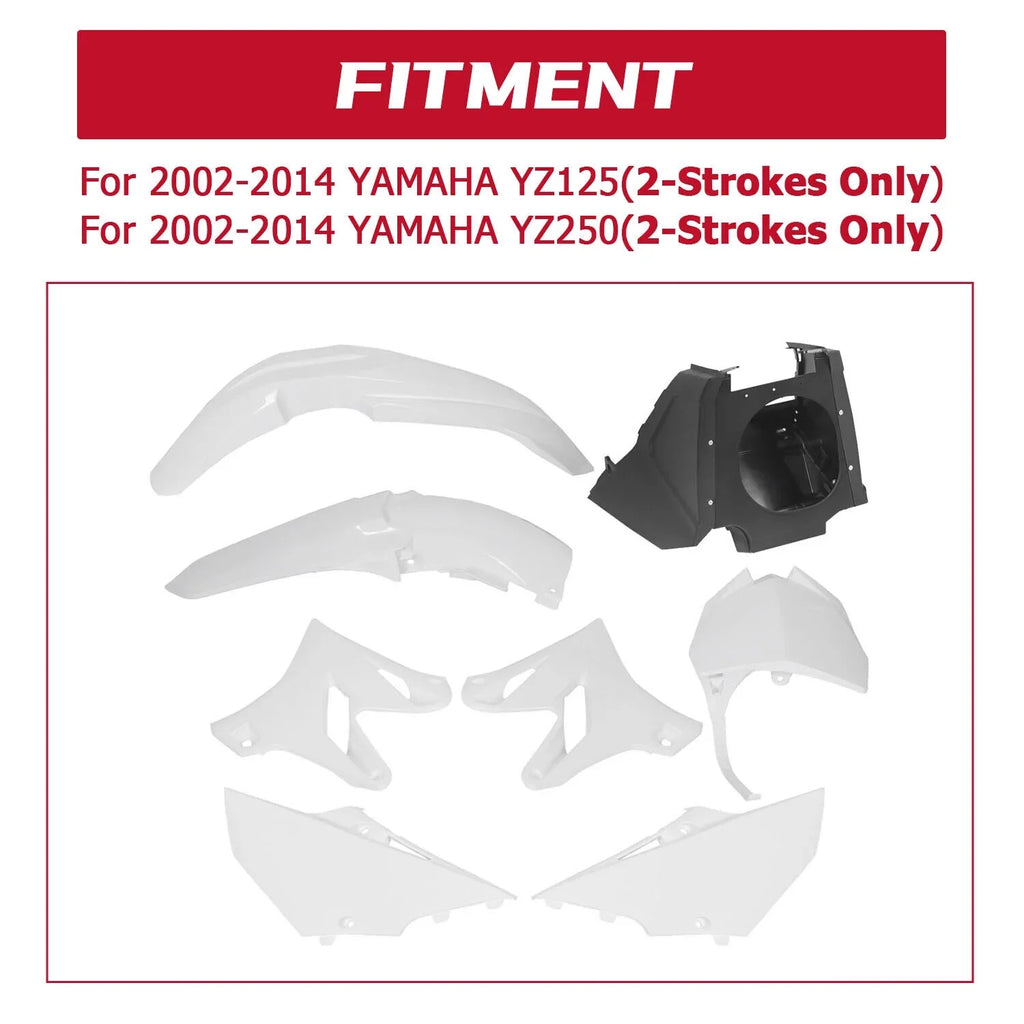 Kojem Restyle Plastic Complete Kit 2002-2014 Yamaha YZ125 YZ250 White