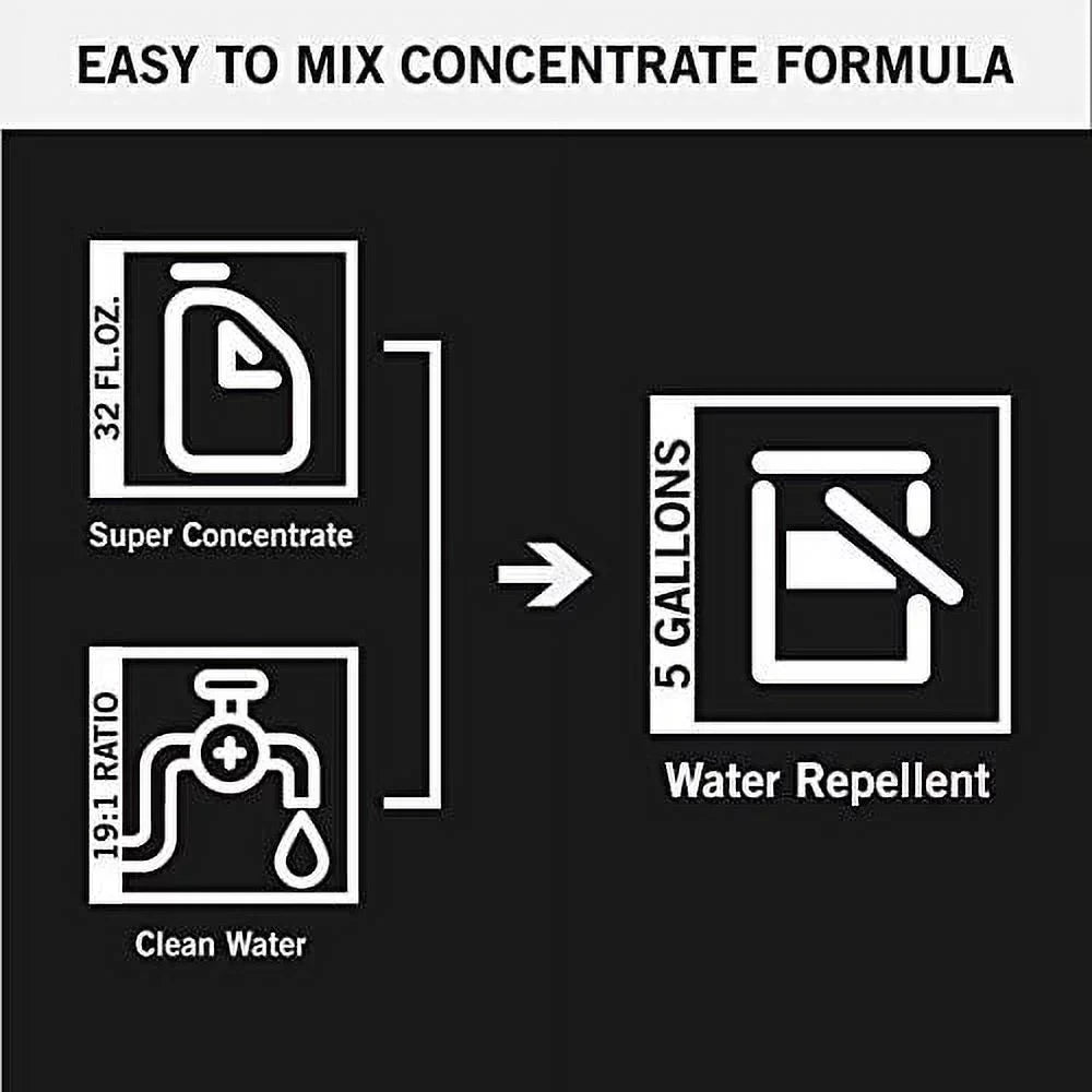 Rain Guard Water Sealers SP-4003 Concrete Sealer Super Concentrate - Water Repellent Interior or Exterior Concrete - Shield up to 1000 Sq. Ft, 32 oz Makes 5 Gallons, Invisible Clear
