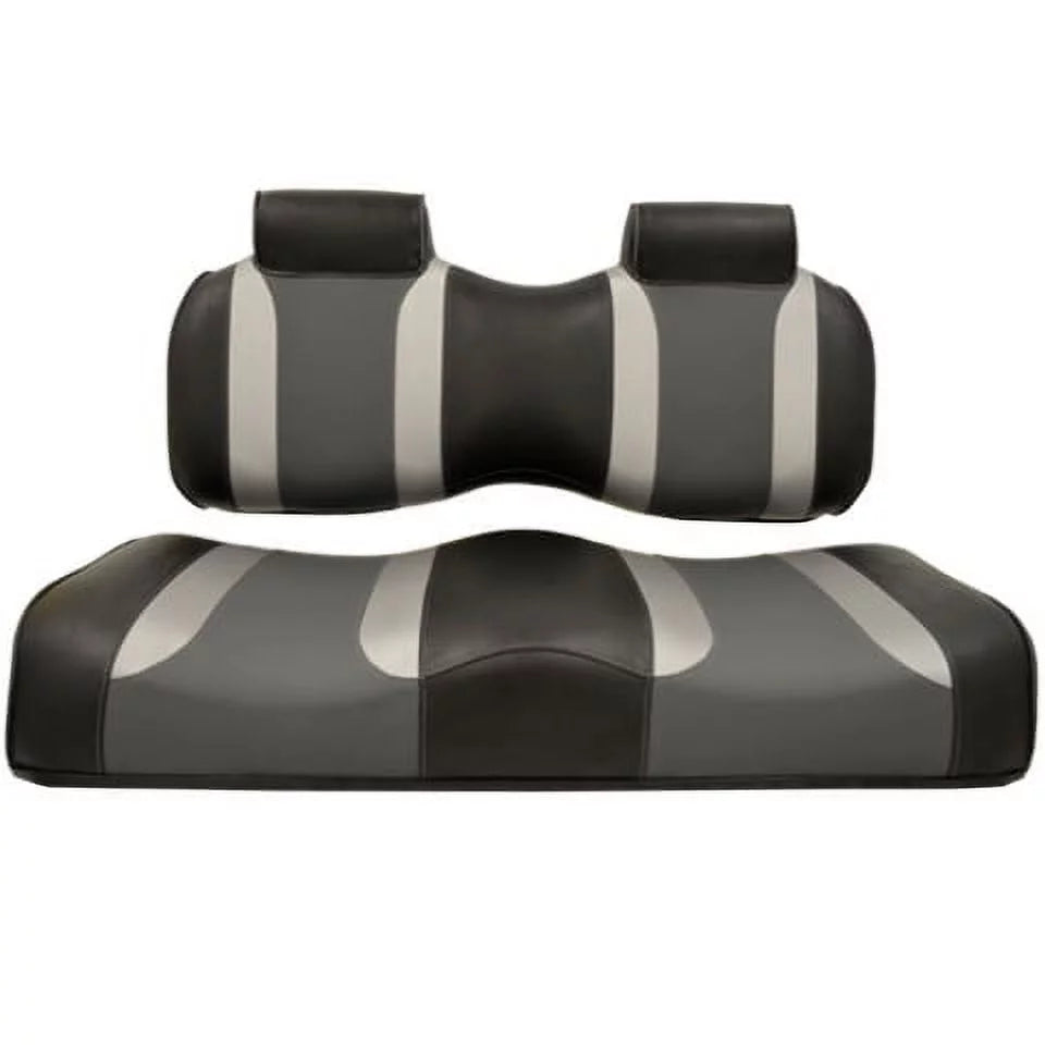 MadJax Tsunami Golf Cart Front Seat Cushions Yamaha G29/Drive and Drive2 (2007- up) - Black/Liquid Silver Rush/Lagoon Grey