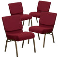 Flash Furniture HERCULES Series Fabric Church Stacking Chair Burgundy/Gold Vein Frame 4 Pack