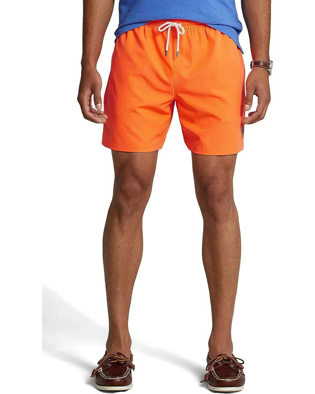 Polo Ralph Lauren Mens 5.75-Inch Traveler Classic Swim Trunks Blaze Orange-Small