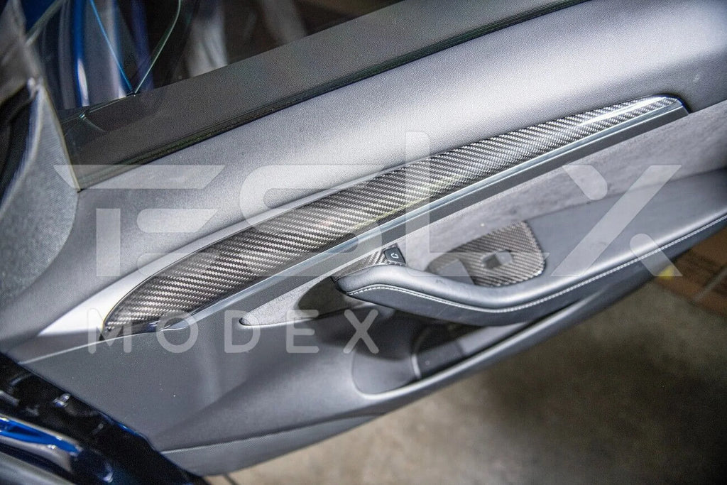 Replacement For 2020-2023 TESLA Model 3 & 2020-Up Model Y Factory Style CARBON FIBER Interior Front Door Trim Panel Protection Pair