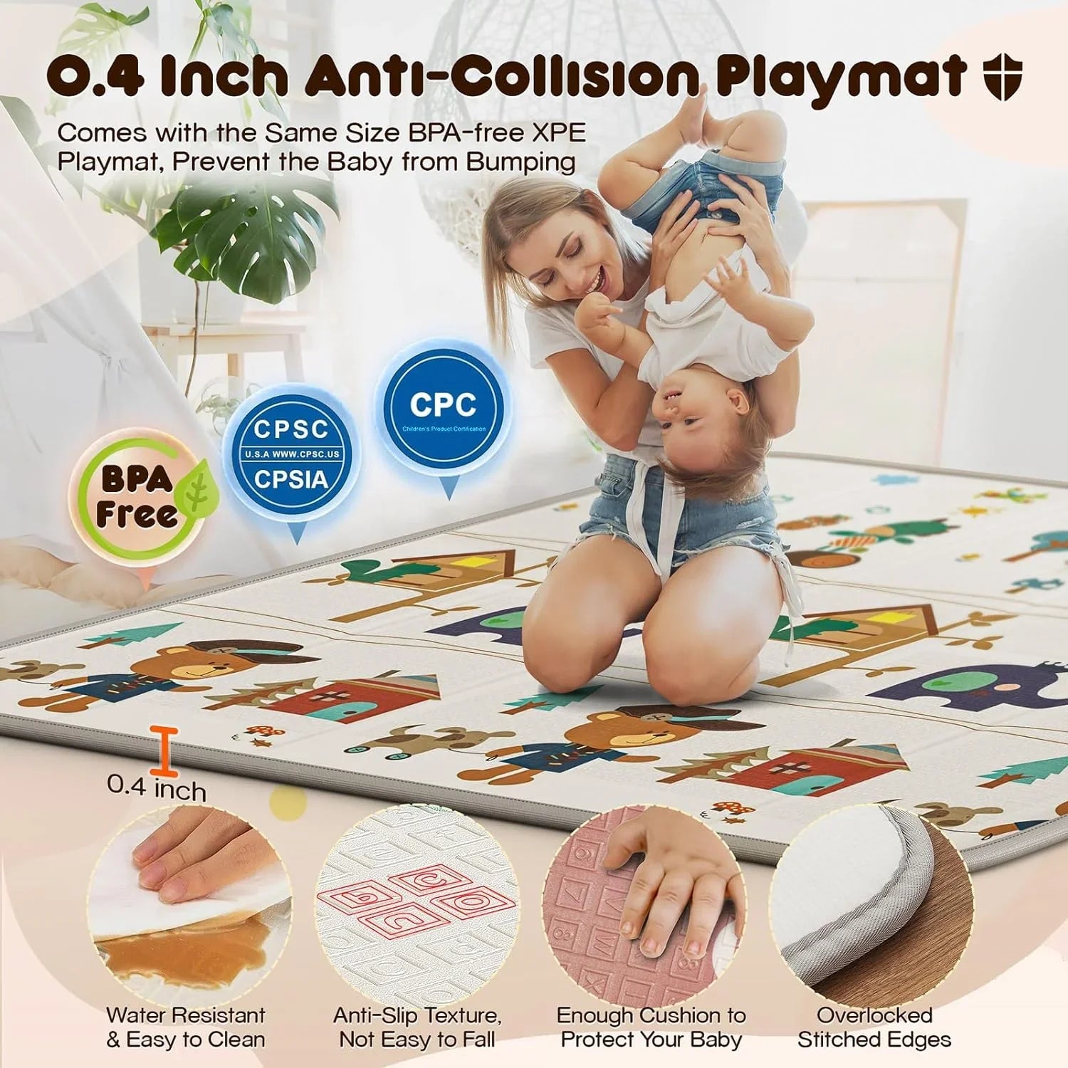 Upgraded 320D Washable Baby Playpen with Padding Mat, 6in1 Large Playpen Toddlers, Sturdy & Safe Playpen with Padded Cotton Top Rod Protecting Babies, Baby Play Yard with Zipper Gate