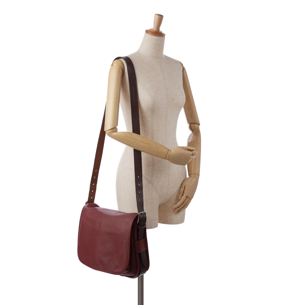 Pre-Owned Authenticated Hermès Sikkim Barda 30 Messenger Bag Calf Leather Red Crossbody Bag Unisex (Good)