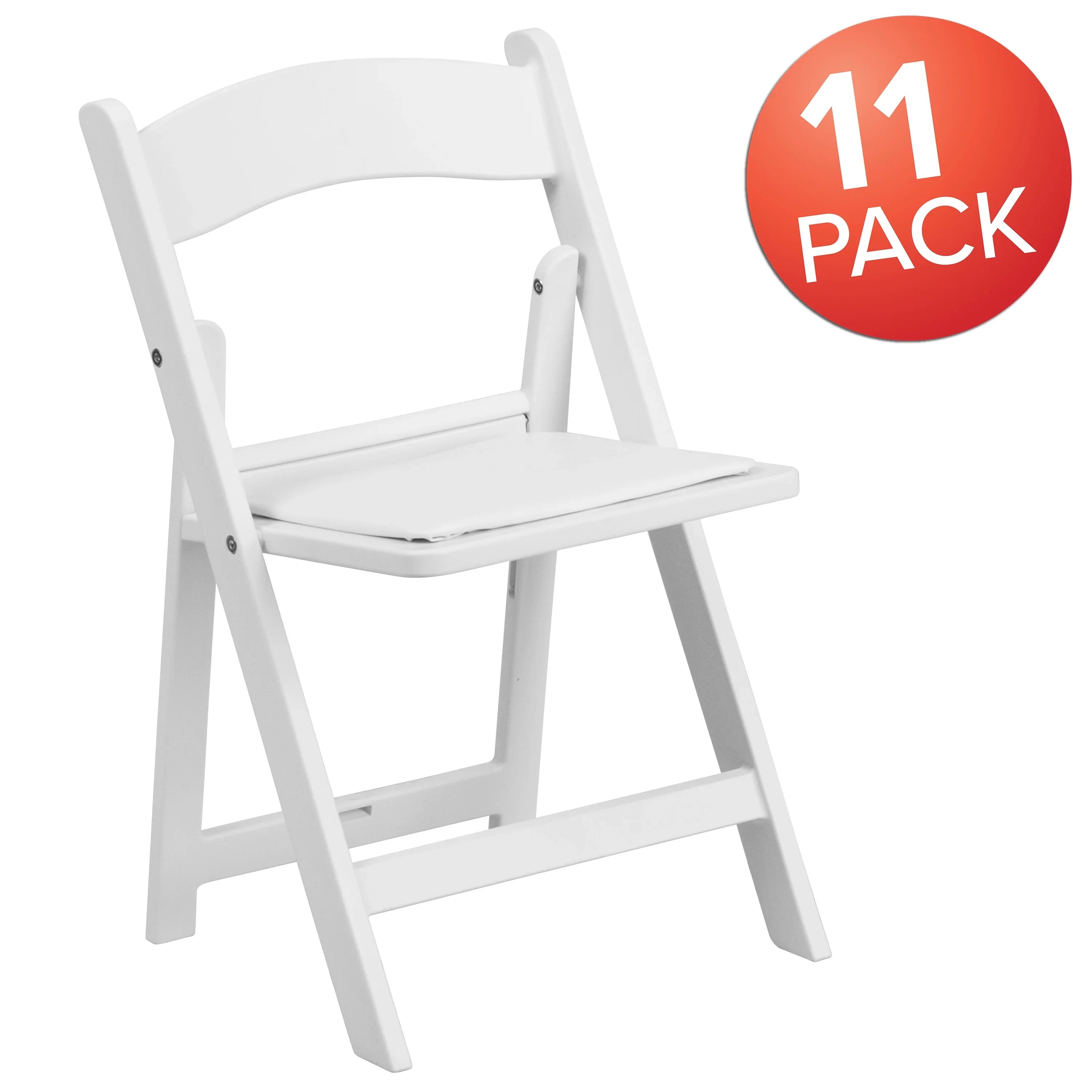 Flash Furniture HERCULES 11 Pack Kids White Resin Folding Chair with White Vinyl Padded Seat