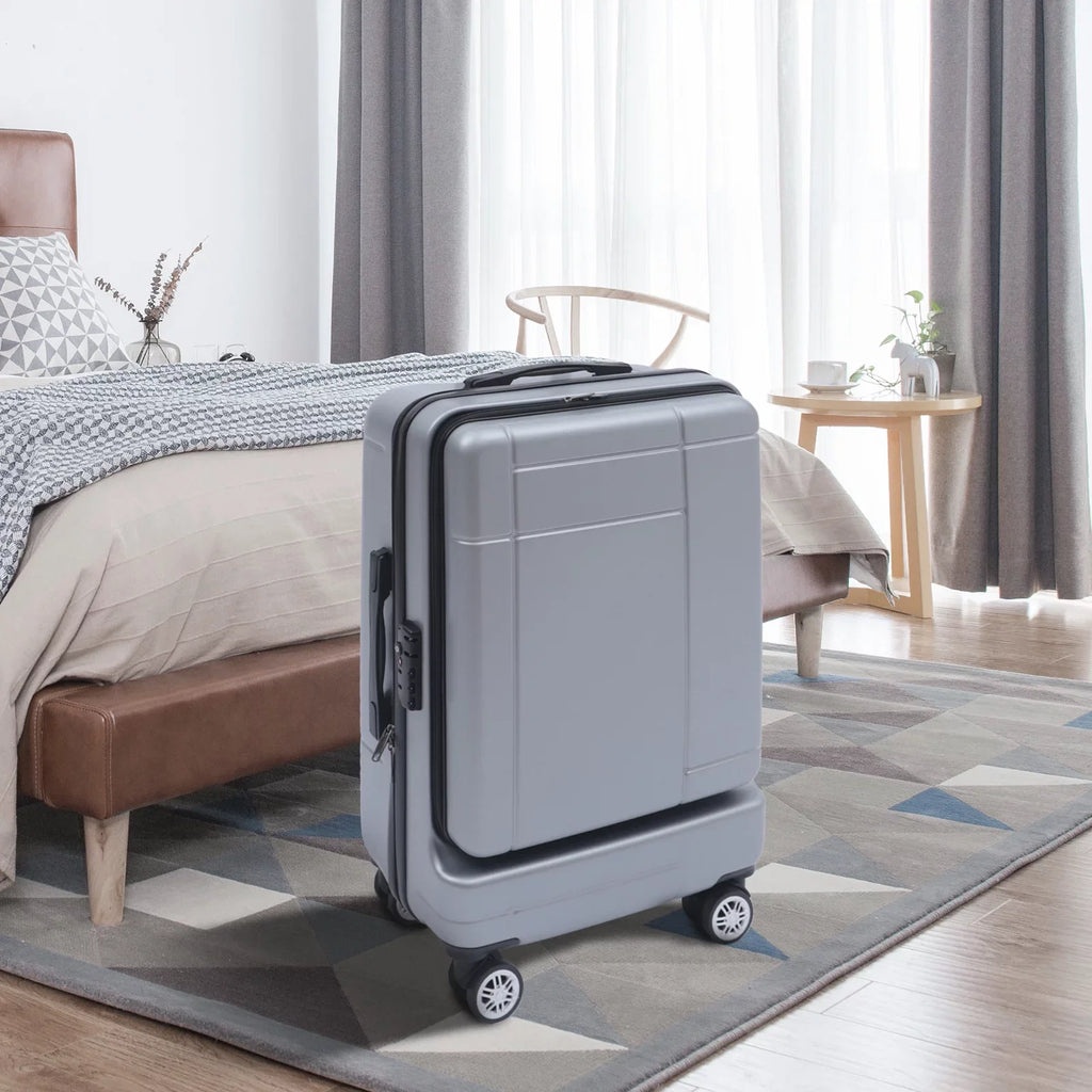 Wuzstar 24" Traveling Luggage PC+ABS Luggage Bags with TSA Lock Resilient Spinner Wheels Hardside Carry On Suitcase , Silver