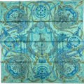 Pre-Owned Hermes HERMES Kare90 The Horsewards Horse Award Silk Green Blue Gray Scarf Large Ladies (Like New)