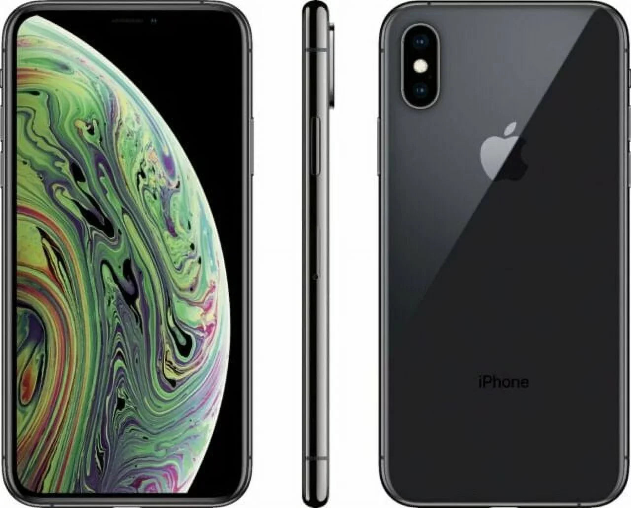 Restored Apple iPhone XS Max A1921 (Fully Unlocked) 64GB Space Gray (Grade A) w/ Wireless Earbuds (Refurbished)