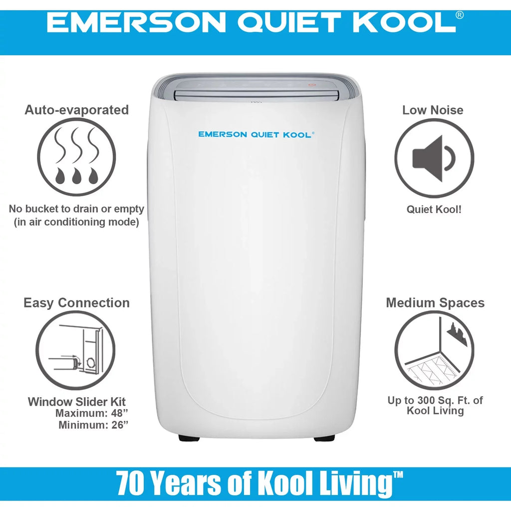 Emerson Quiet Kool SMART Portable Air Conditioner with Remote, Wi-Fi, and Voice Control Rooms up to 300-Sq. Ft.