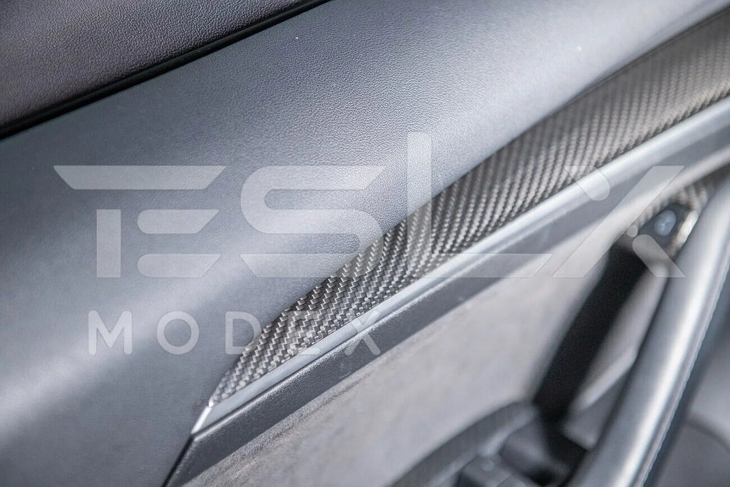 Replacement For 2020-2023 TESLA Model 3 & 2020-Up Model Y Factory Style CARBON FIBER Interior Front Door Trim Panel Protection Pair