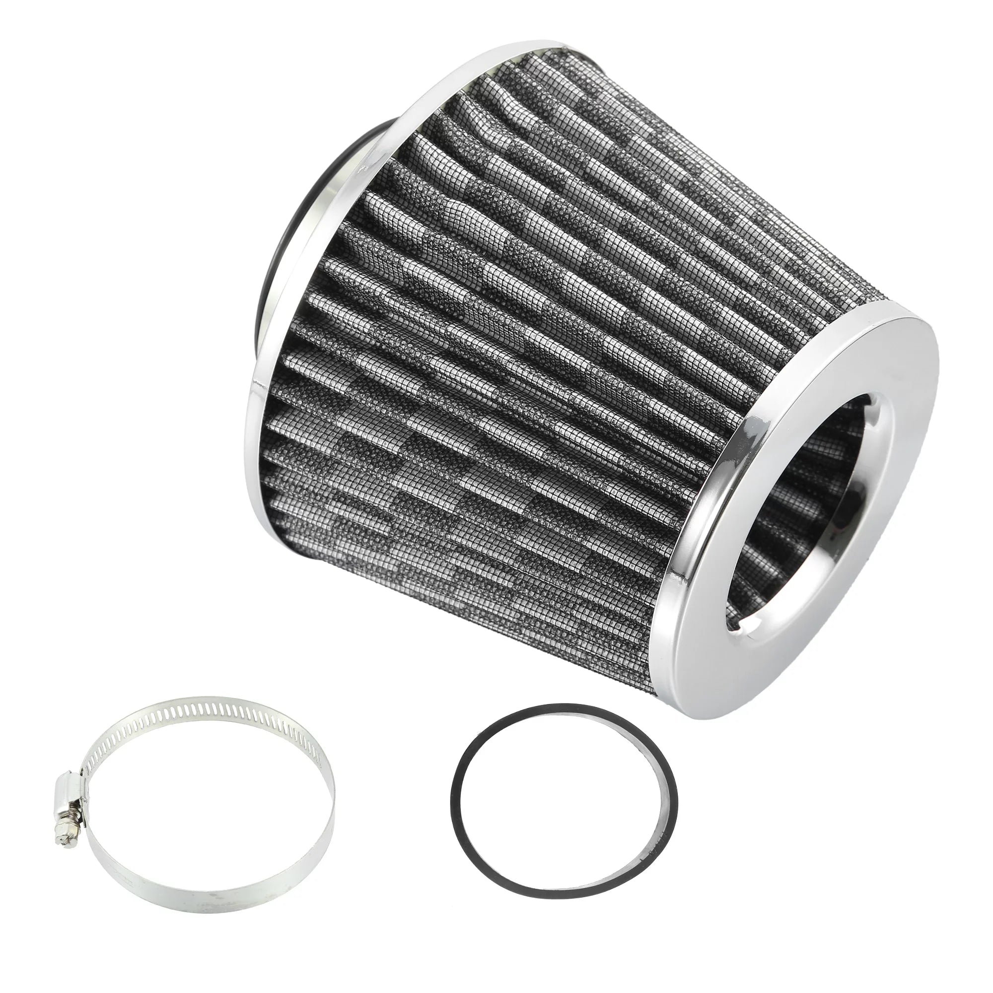 1pcs 2.7" 70mm Reducer Ring Inlet Cold Air Intake Cone Replacement Washable Clamp on Dry Air Filter Carbon Fiber Pattern