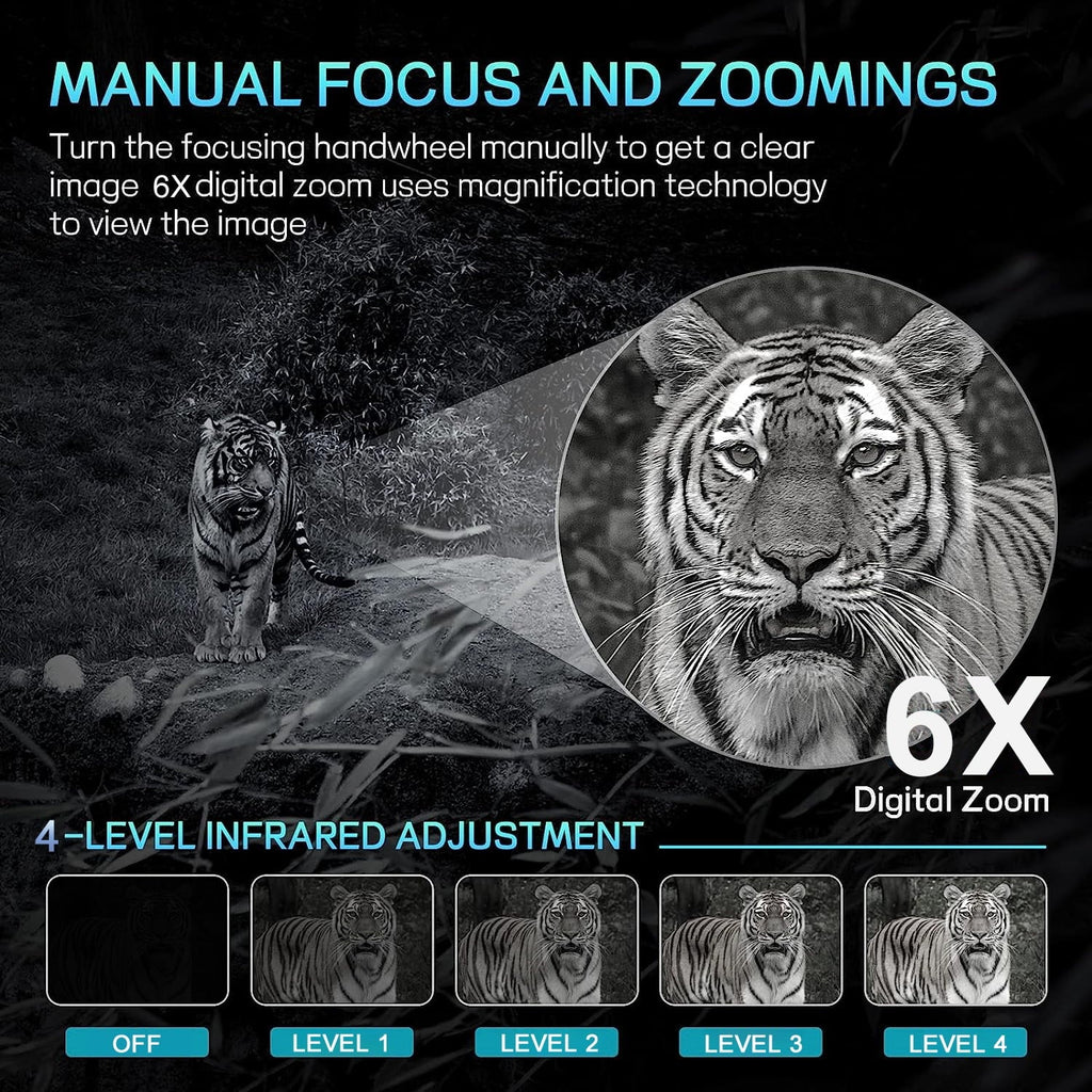 SuntekCam Night Vision Goggles Night Vision Binoculars with 32GB SD Card 24MP/1080P 6x Zoom Suitable Hunting at Night and Taking Pictures and Videos NVI-800