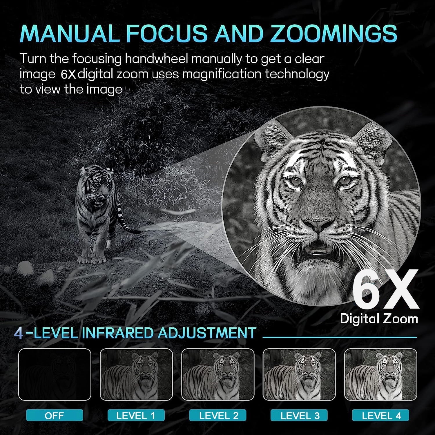 SuntekCam Night Vision Goggles Night Vision Binoculars with 32GB SD Card 24MP/1080P 6x Zoom Suitable Hunting at Night and Taking Pictures and Videos NVI-800