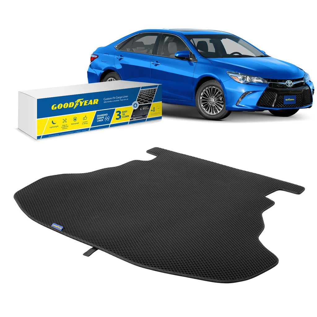 Goodyear Custom Fit Cargo Mat Liner Toyota Camry 2015-2017 - Heavy Duty Trunk Liner, Dimond Shape, Luggage with Waterproof, Liquid & Dirt Trapping Technology - Anti-Slip Cargo Liner - GY004538