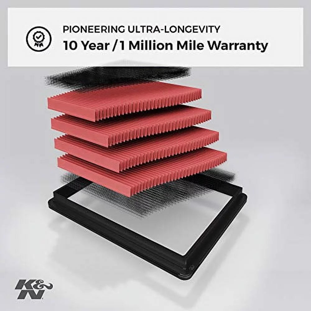 K&N 33-2260 Engine Air Filter: High Permance, Premium, Washable, Replacement: 2001 - 2014 Toyota/Lexus (Kluger, Highlander, Camry Hybrid, Sienna, Alphard, Solara, Wisdom, ES 300, RX 300)