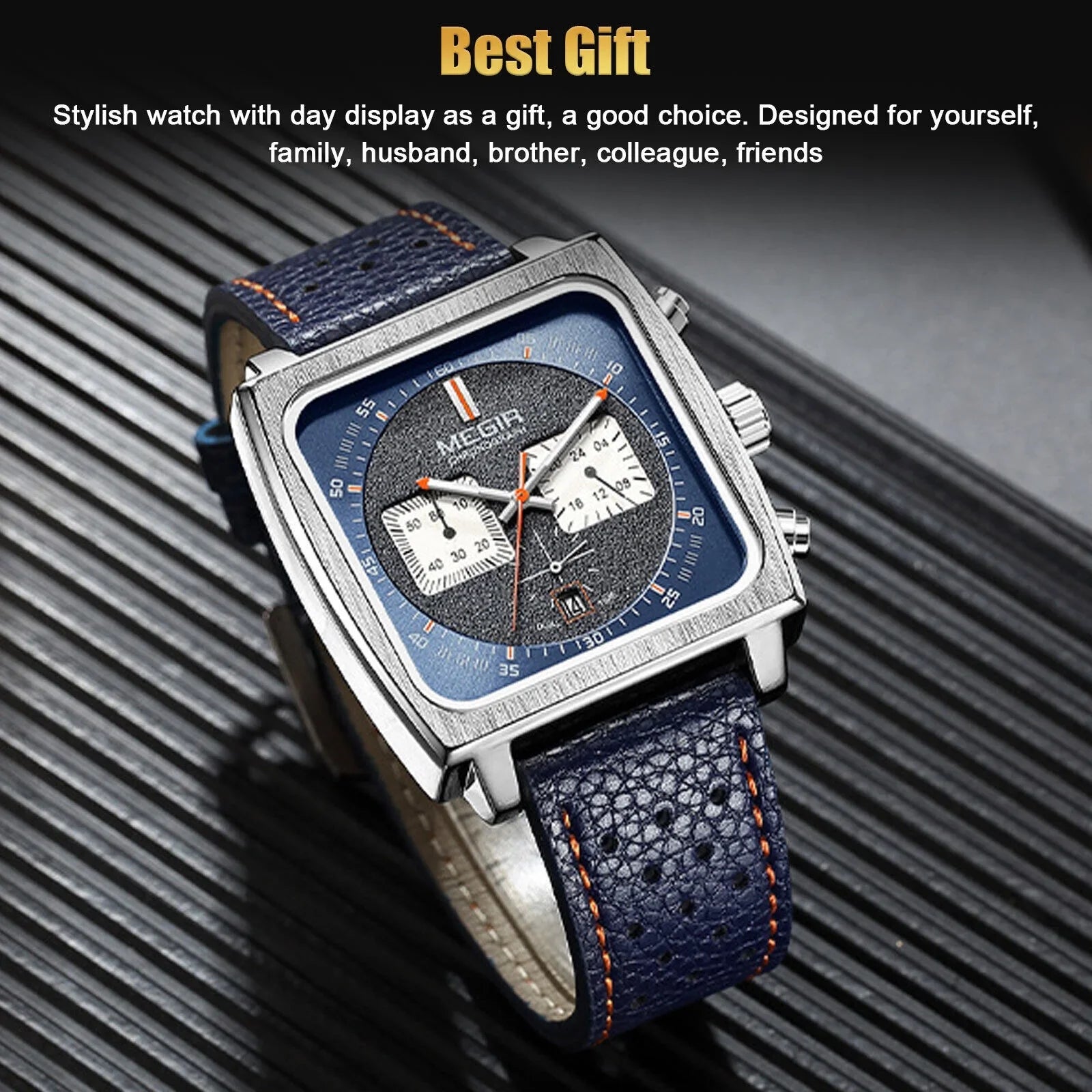 MEGIR Waterproof Men's Quartz Watch Leather Luminous Business Chronograph Luxury