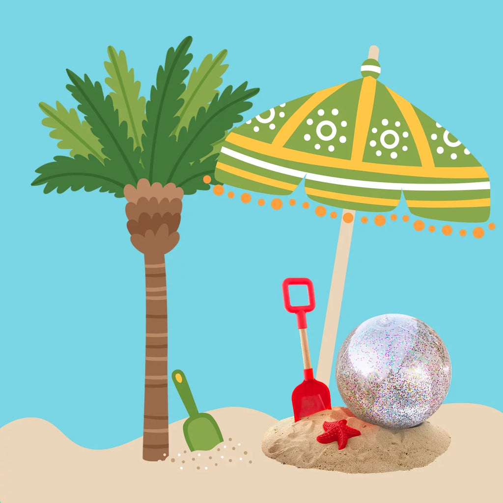 Lina Inflatable Beach Ball Pool Accessory Glitter Confetti 16 & 24 Inch Outdoor Beach Theme Water Sand Toy Beach Party Decoration, Pool Party Supplies Beach Balls -Set of 5 |
