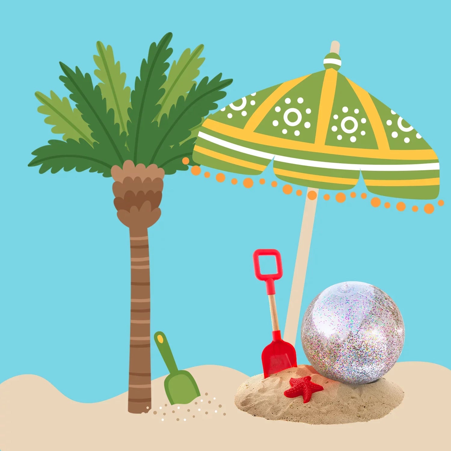 Lina Inflatable Beach Ball Pool Accessory Glitter Confetti 16 & 24 Inch Outdoor Beach Theme Water Sand Toy Beach Party Decoration, Pool Party Supplies Beach Balls -Set of 5 |