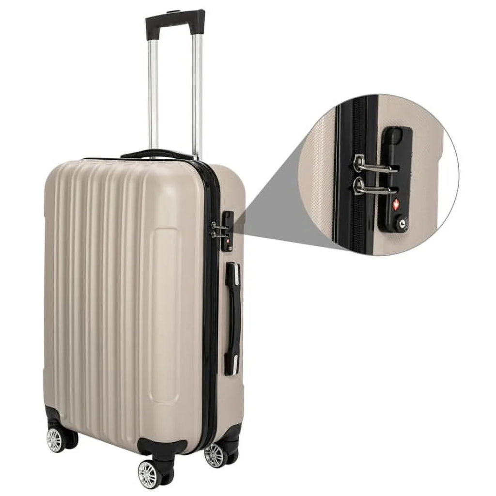 Capri 3 Piece Luggage Set with Spinner Wheels(20/24/28), Champagne