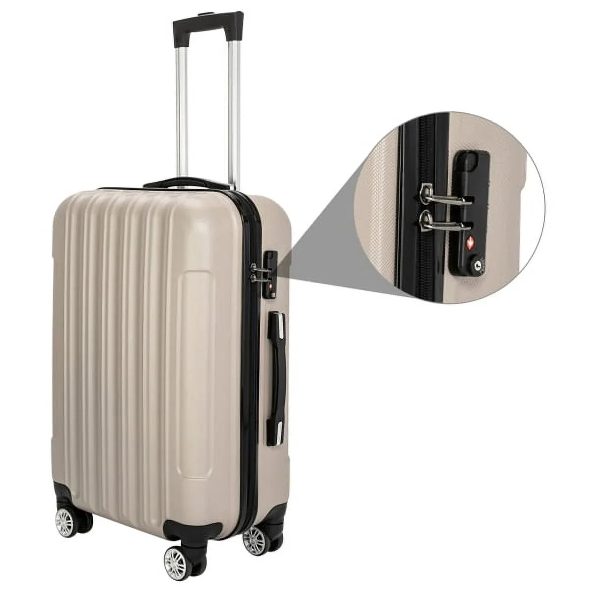 Capri 3 Piece Luggage Set with Spinner Wheels(20/24/28), Champagne
