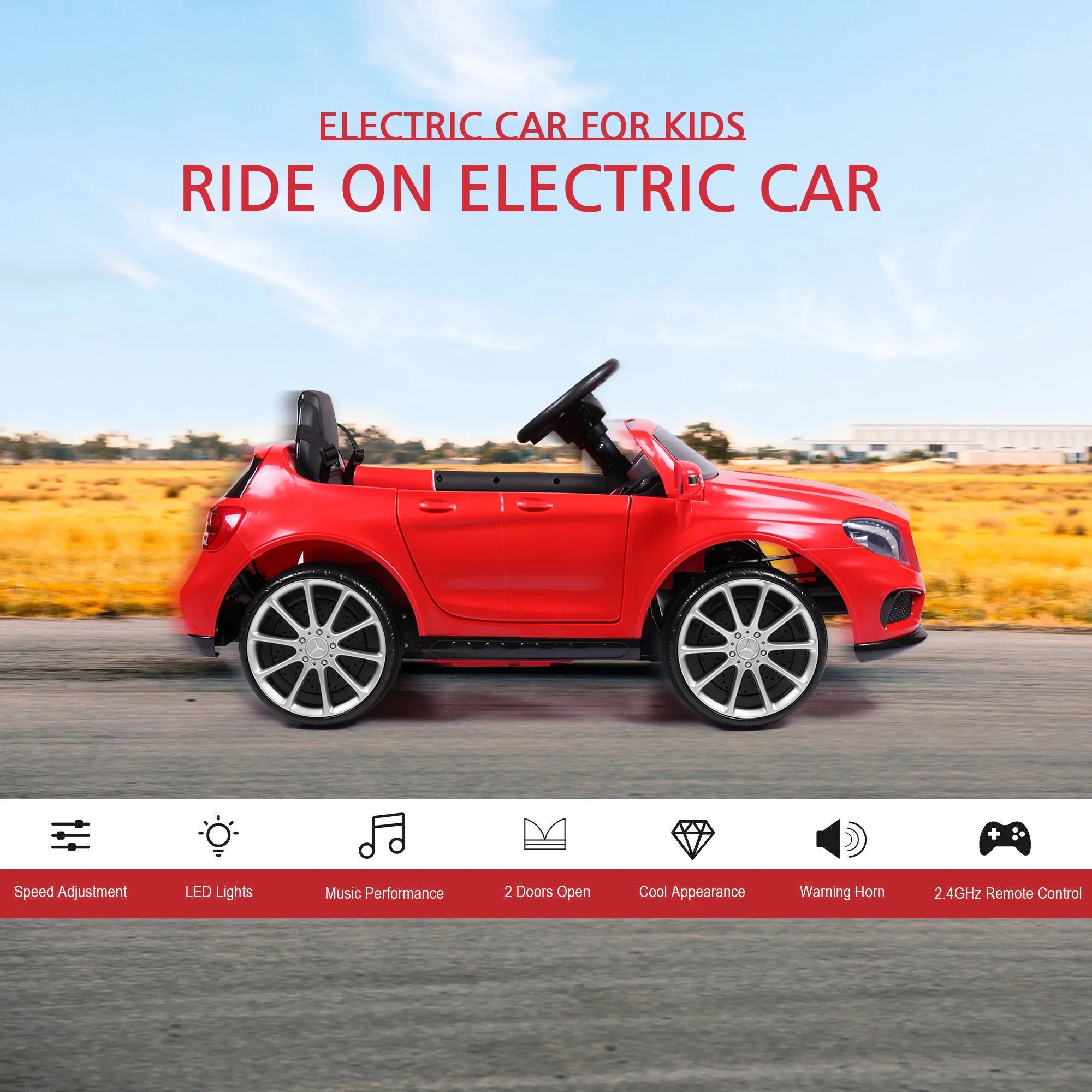 TOBBI 6V Licensed Mercedes Benz Kids Ride on Car W/ Remote Control Lights Music Age 3-6 Child, Red