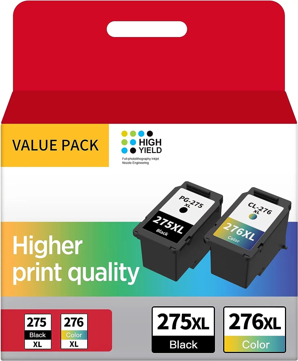 PG-275XL/CL-276XL Ink Cartridge Replacement Canon PG-275 CL-276 275 276 Combo XL with Canon PIXMA TS3520 TS3522 TS3500 TR4720 TR4722 TR4700 Printer(1 Black, 1 Color)