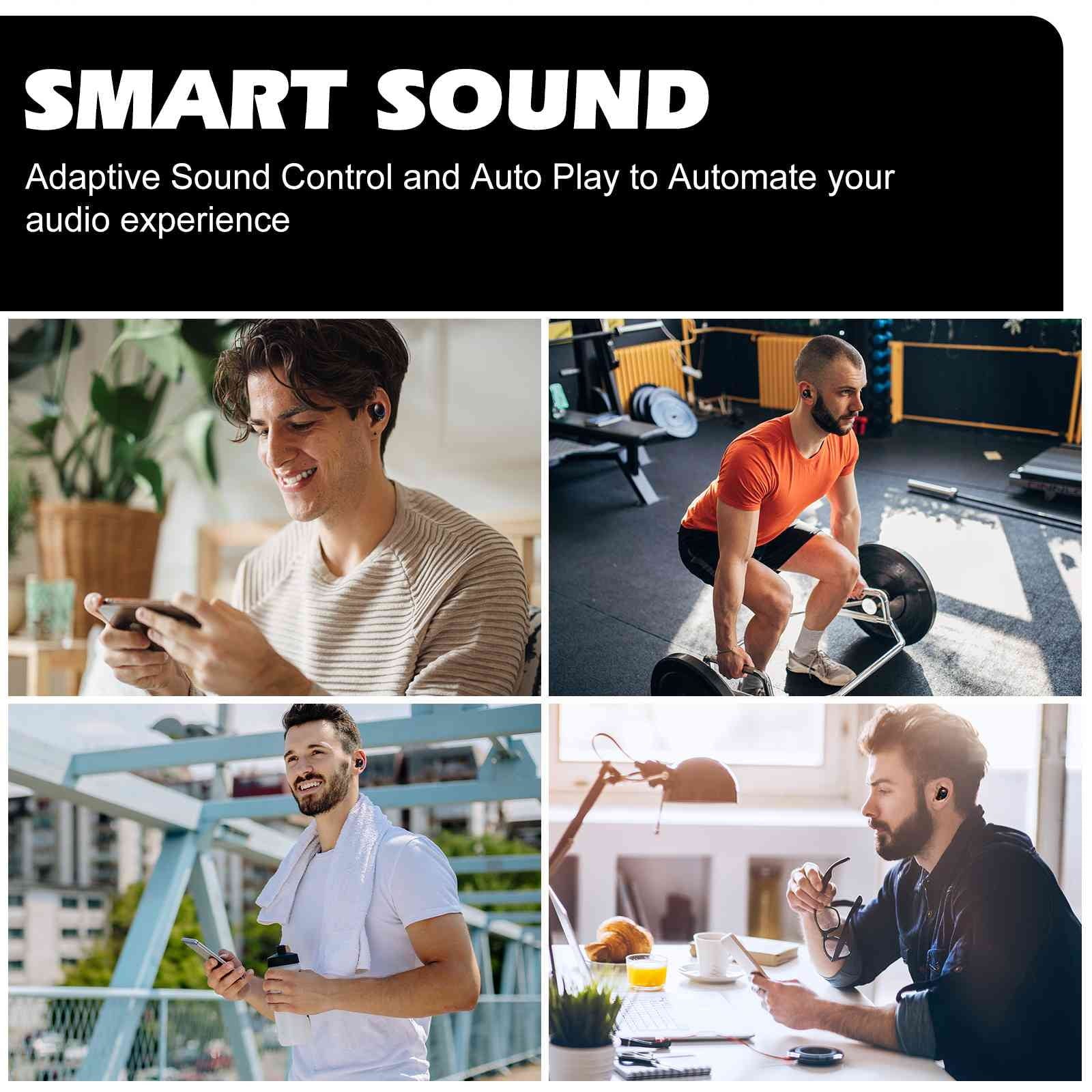 UrbanX True Wireless Bluetooth Earbuds + Charging Case, Black, Dual Connect, IPX5 Water Resistance, Bluetooth 5.2 Connection, Balanced, Bass Boost with Lenovo K5 Pro