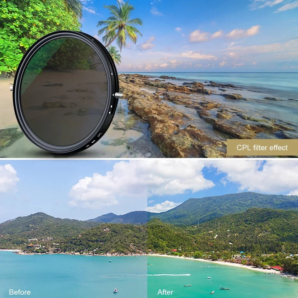 K&F CONCEPT 67mm 2-in-1 Variable Adjustable Filter Neutral Density Fader 5-Stop ND2-ND32 and CPL Circular Polarizing Filter Ultra-thin with Cleaning Cloth Camera Lens
