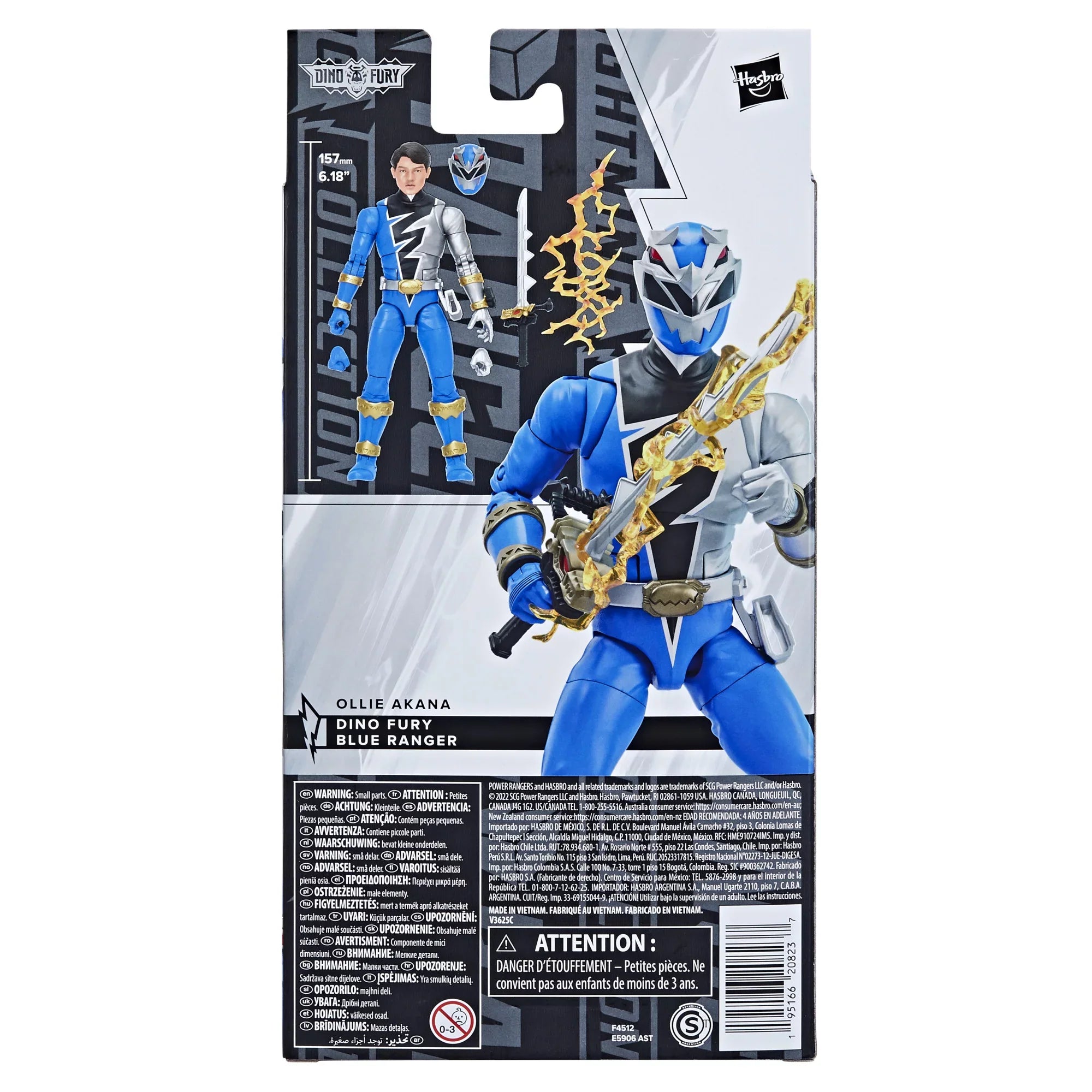 Power Rangers Lightning Collection Dino Fury Blue Ranger 6-inch Premium Collectible Action Figure Toy with Accessories