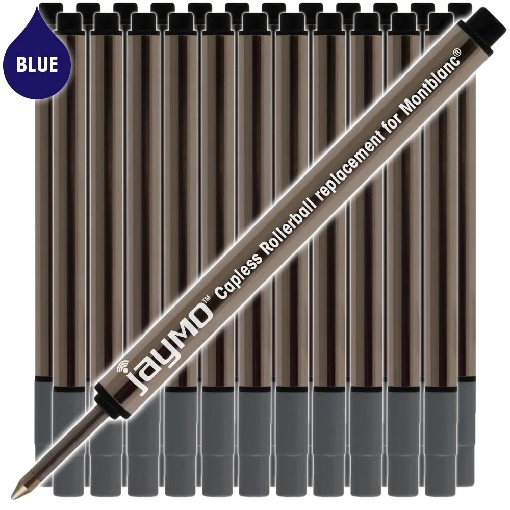 Jaymo Replacement Montblanc 113778 - Measures 3.84 in / 97 mm Long - Capless Rollerball Pen Refill - 24 Blue